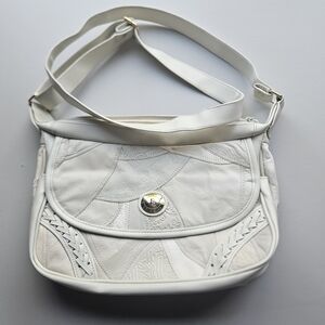 QQQ Dayco Original Ivory Crossbody Bag Boho Textured Leather